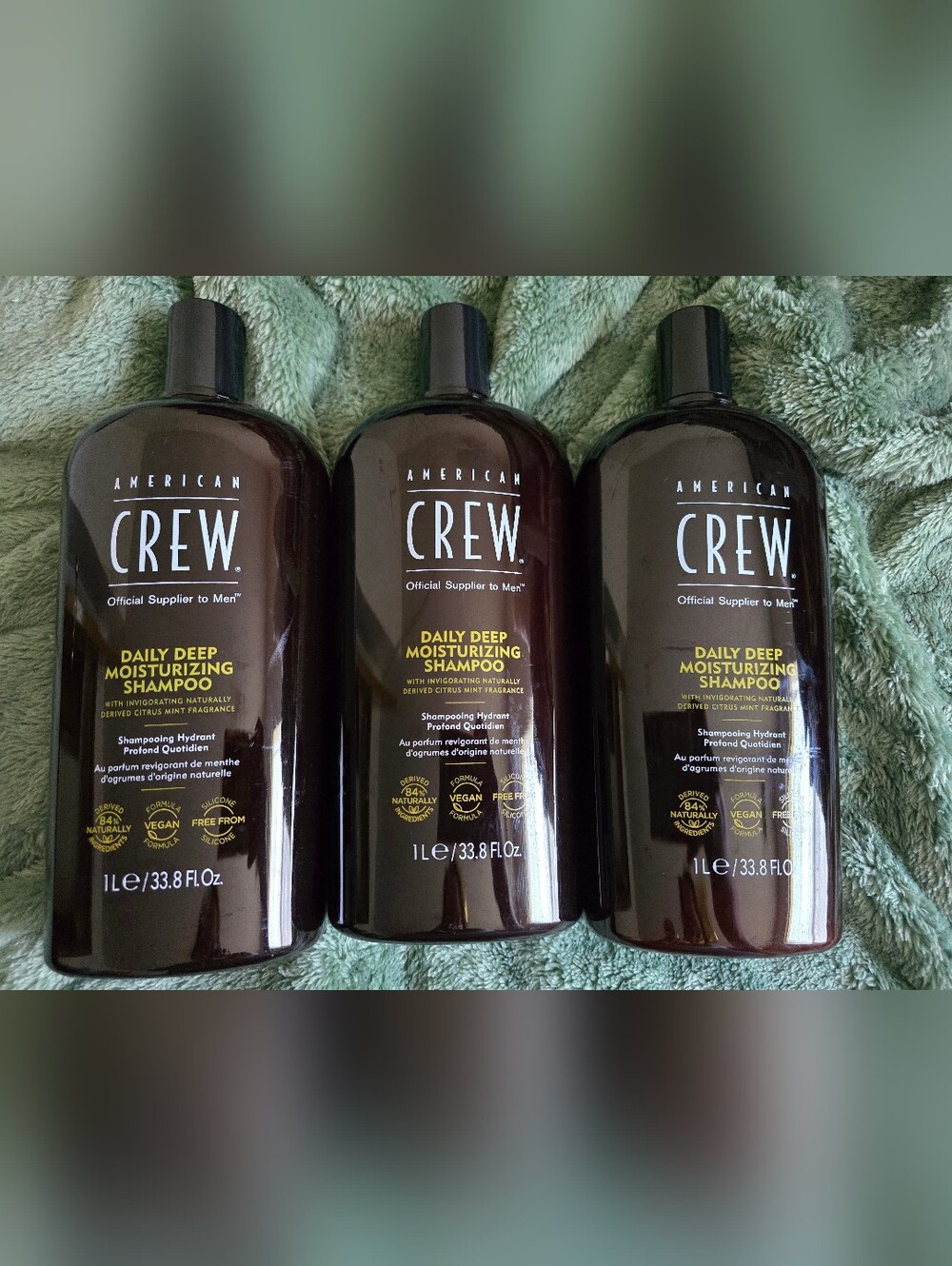 THREE AMERICAN CREW DAILY DEEP MOISTURIZING SHAMPOO FOR MEN 33.8FL OZ EACH - Picture 9 of 9